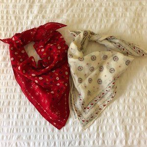 LOT OF 2 Madewell Bandanas Red and Cream